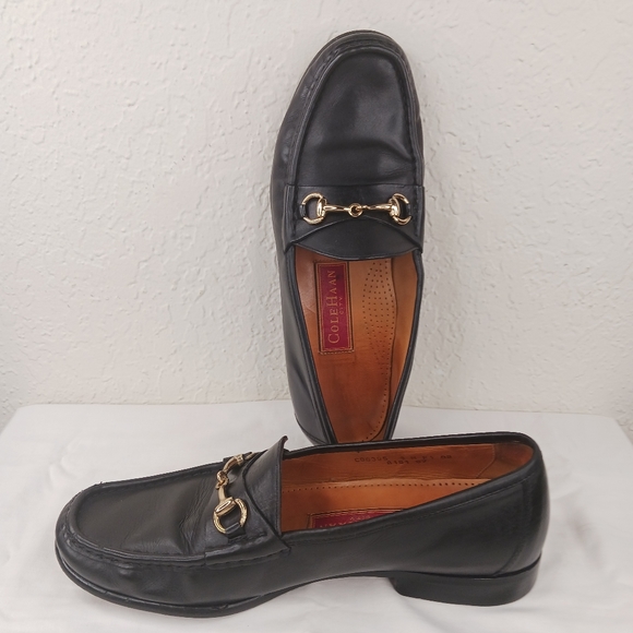 Cole Haan Pinch Maine Classic 9 M Black Equestrian Gold Horse Bit Loafers - Picture 11 of 12